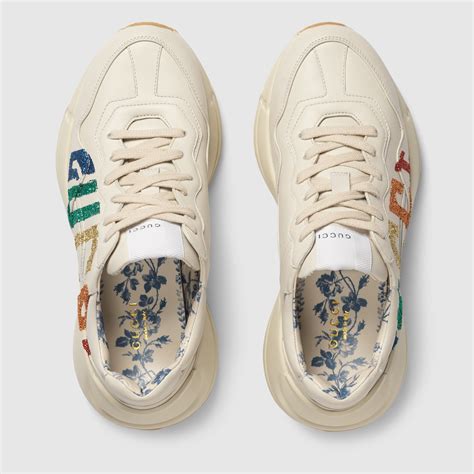 gucci rhyton glitter gucci leather sneaker|gucci rhyton tiger print.